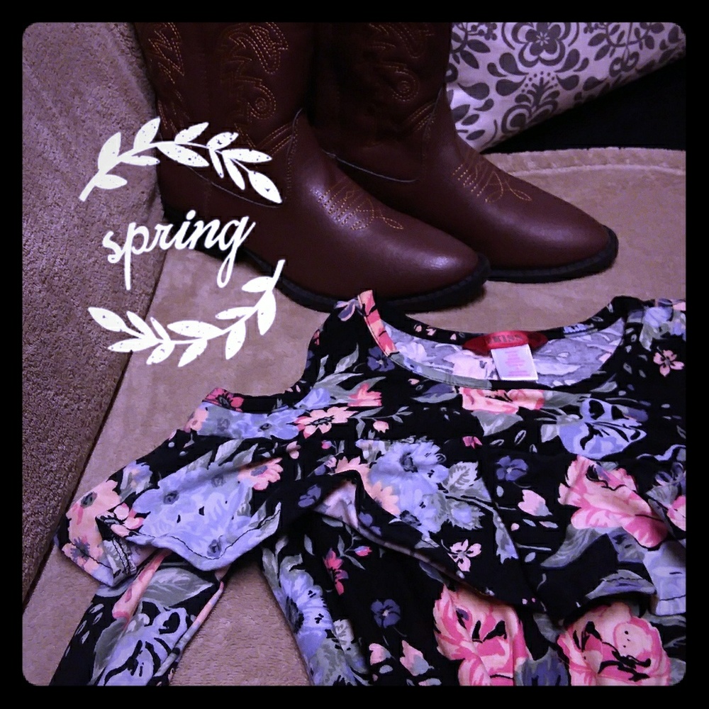 Floral Dress w/ Chambray  Button Up